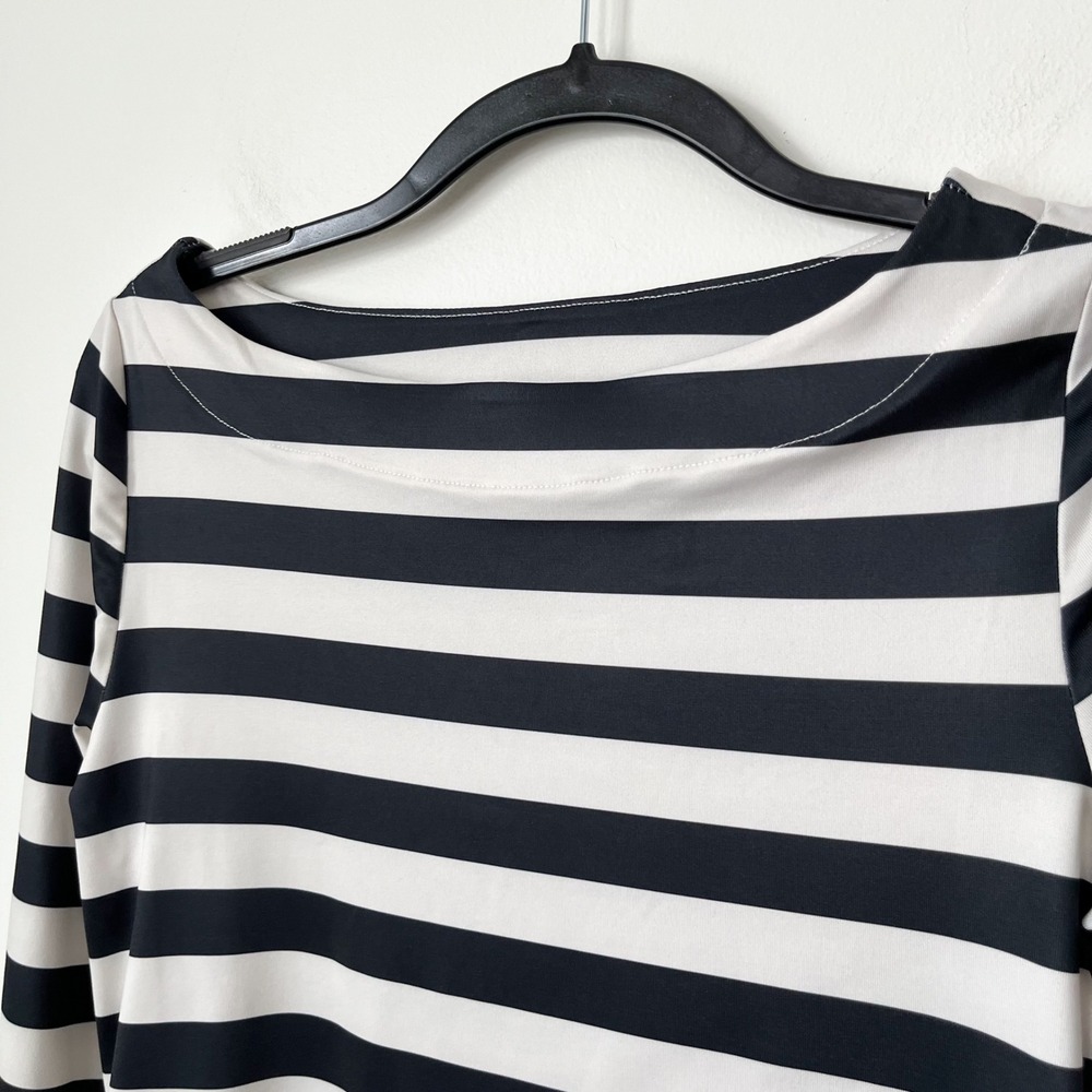 NWT Dudley Stephens Bar Harbor Boatneck Top Black Cream Cabana‎ Stripe Womens XS - Picture 3 of 9